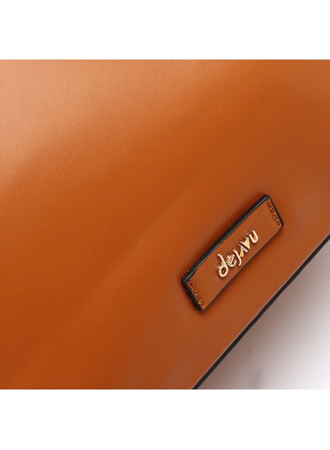 DejaVu Studded Magnetic Closure Sholder Bag - Camel - Image 3