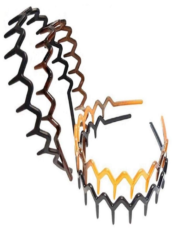 DMtse Set Of 4 X Zig Zag Sharks Tooth Hair Plastic 4 Color Styles Decor Wide Hairstyle Headband Hair Comb Hoop For Men Woman - Image 1