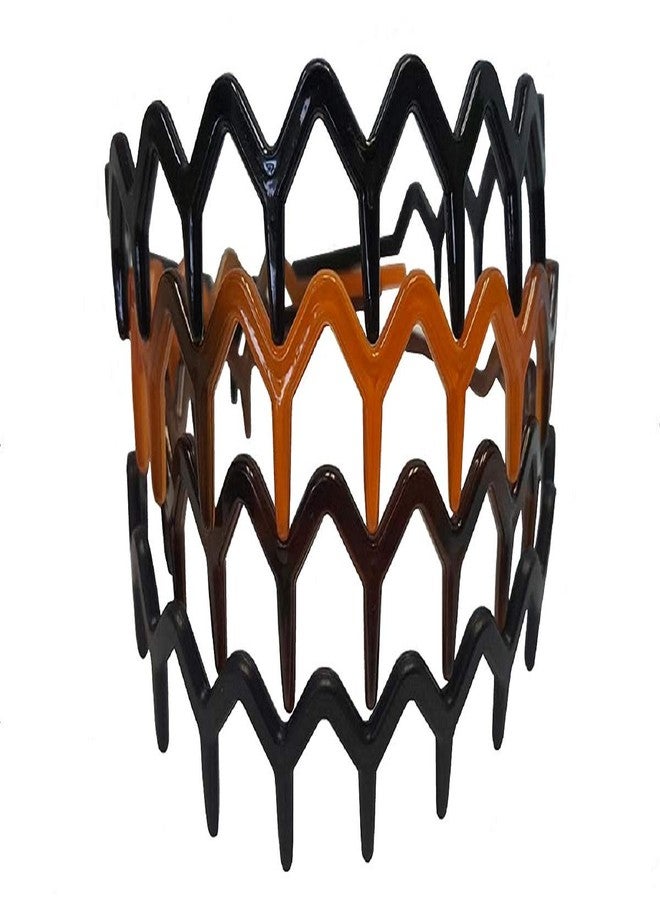DMtse Set Of 4 X Zig Zag Sharks Tooth Hair Plastic 4 Color Styles Decor Wide Hairstyle Headband Hair Comb Hoop For Men Woman - Image 5