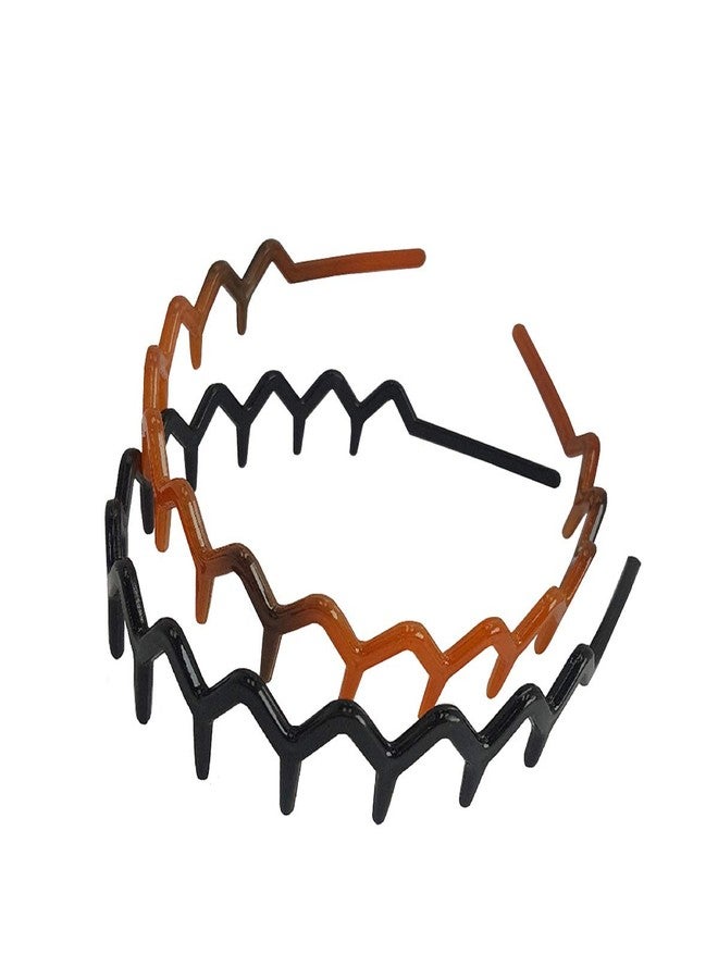 DMtse Set Of 4 X Zig Zag Sharks Tooth Hair Plastic 4 Color Styles Decor Wide Hairstyle Headband Hair Comb Hoop For Men Woman - Image 2