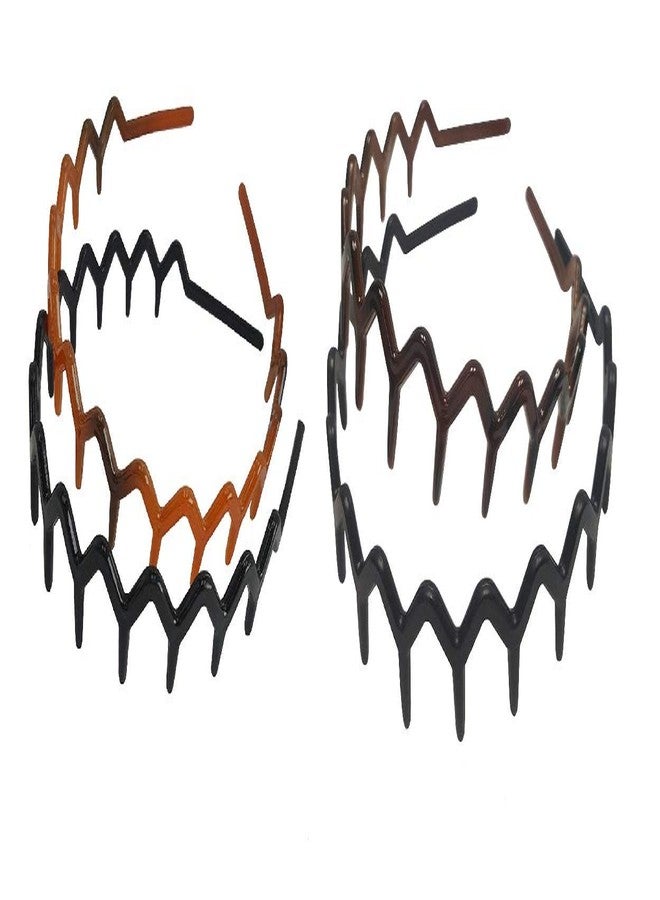 DMtse Set Of 4 X Zig Zag Sharks Tooth Hair Plastic 4 Color Styles Decor Wide Hairstyle Headband Hair Comb Hoop For Men Woman - Image 4