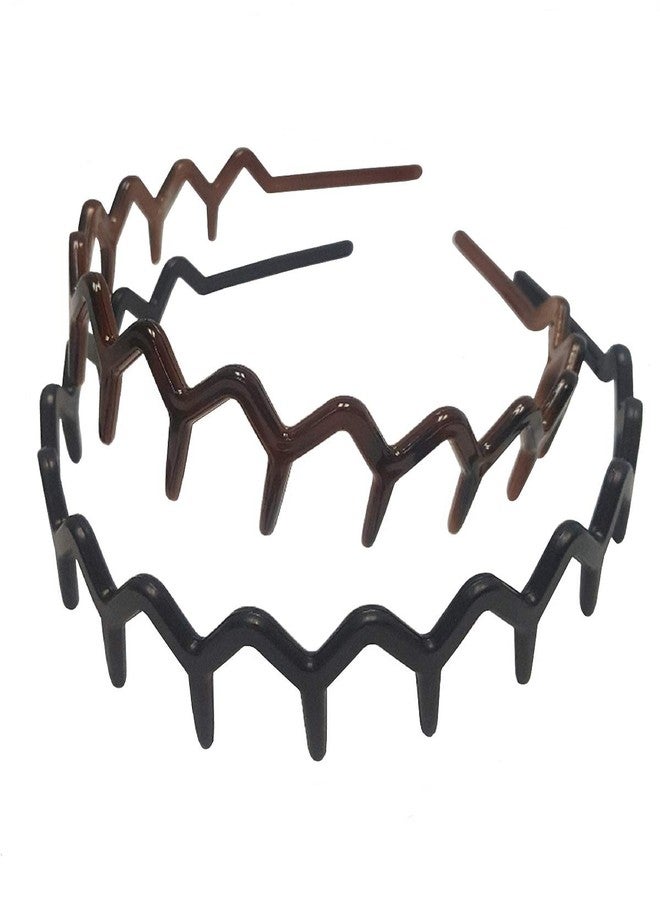 DMtse Set Of 4 X Zig Zag Sharks Tooth Hair Plastic 4 Color Styles Decor Wide Hairstyle Headband Hair Comb Hoop For Men Woman - Image 3