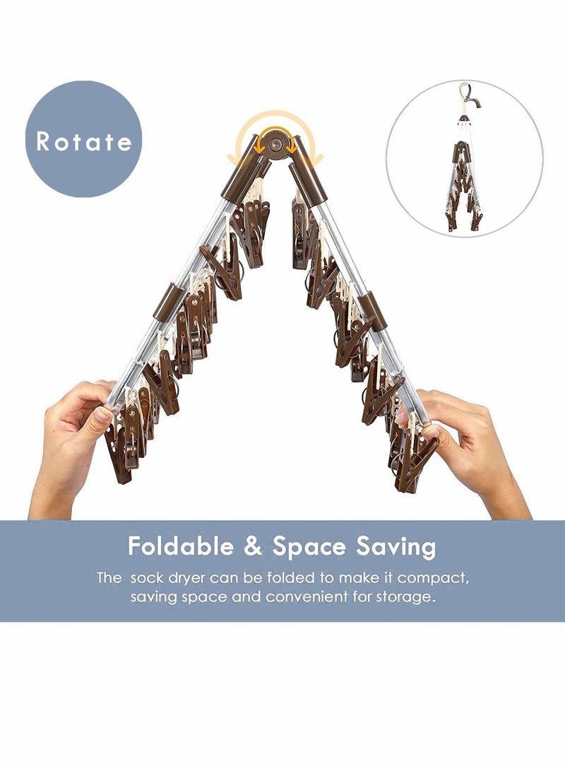 Drying Clothes Clips Foldable Rack with 32 Windproof and Dropproof Drip Hanger for Socks Baby Towel Underwear Hat Scarf Pants Gloves  - Image 5
