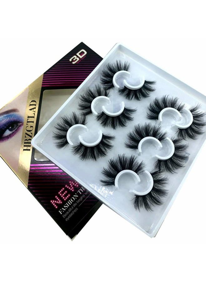 HBZGTLAD - 6 Pairs Fluffy False Eyelashes Natural Faux Mink Strip 3D Lashes Pack (MDF-12) - Image 1