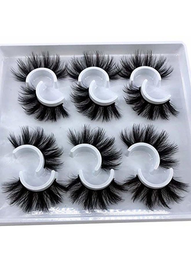 HBZGTLAD - 6 Pairs Fluffy False Eyelashes Natural Faux Mink Strip 3D Lashes Pack (MDF-12) - Image 1