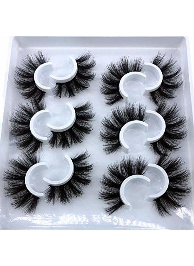 HBZGTLAD - 6 Pairs Fluffy False Eyelashes Natural Faux Mink Strip 3D Lashes Pack (MDF-12) - Image 1