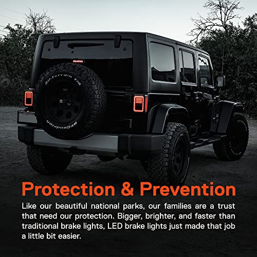 ONLINE LED STORE TRUE MODS LED Rear Tail Light Replacement for Jeep Wrangler 2007-2018 [Line & Halo Design] [Smoke Lens] [Plug n Play] - Brake Tail Light Compatible with Jeep Wrangler JK JKU Unlimited Accessories - Image 2