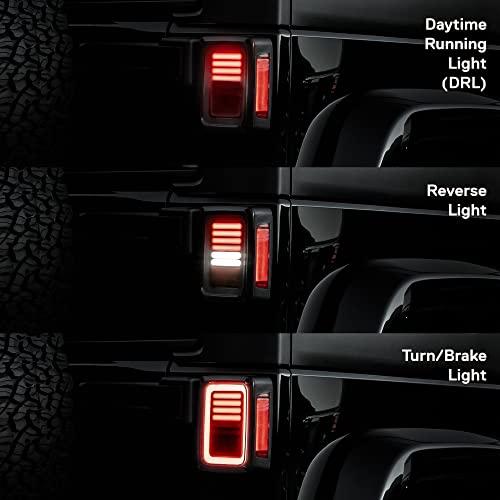 ONLINE LED STORE TRUE MODS LED Rear Tail Light Replacement for Jeep Wrangler 2007-2018 [Line & Halo Design] [Smoke Lens] [Plug n Play] - Brake Tail Light Compatible with Jeep Wrangler JK JKU Unlimited Accessories - Image 4