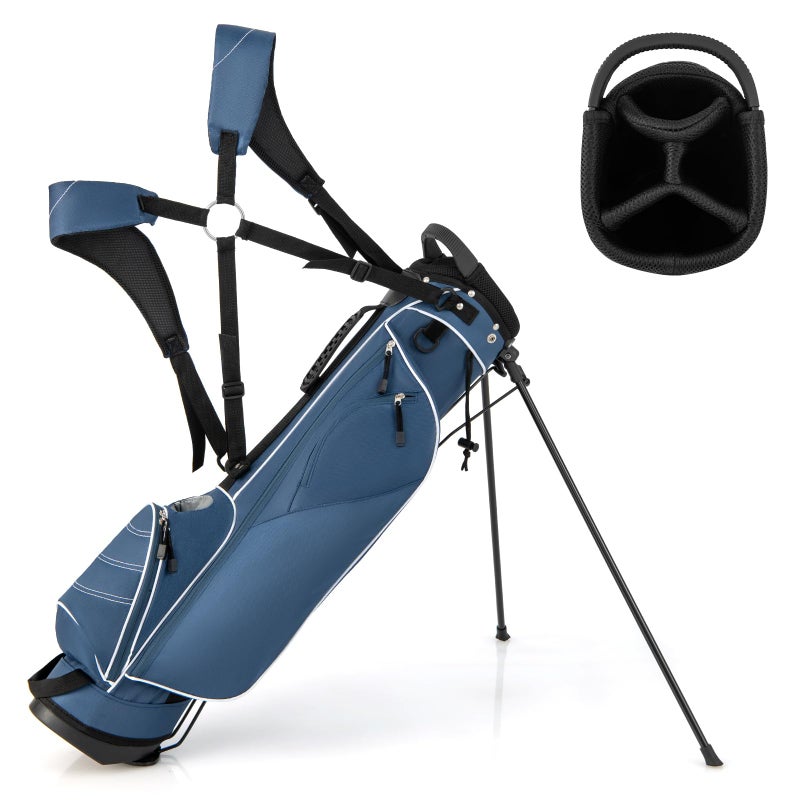 Tangkula Golf Stand Bag Lightweight Organized Golf Bag Easy Carry Shoulder Bag with 4 Way Dividers and 4 Pockets for Extra Storage Sunday Golf Bag, Blue - Image 1