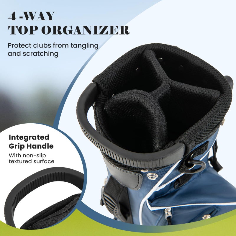 Tangkula Golf Stand Bag Lightweight Organized Golf Bag Easy Carry Shoulder Bag with 4 Way Dividers and 4 Pockets for Extra Storage Sunday Golf Bag, Blue - Image 4