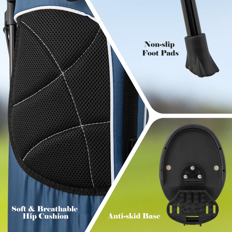 Tangkula Golf Stand Bag Lightweight Organized Golf Bag Easy Carry Shoulder Bag with 4 Way Dividers and 4 Pockets for Extra Storage Sunday Golf Bag, Blue - Image 5