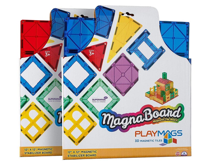 Playmags Super Durable Building Stabilizer Tile with Carrying Handle for Easy Play, 12 x 12. Great add on to All Magnet Tiles Sets, Works with All Leading Brands (1 Pack - Colors May Vary) - Image 4