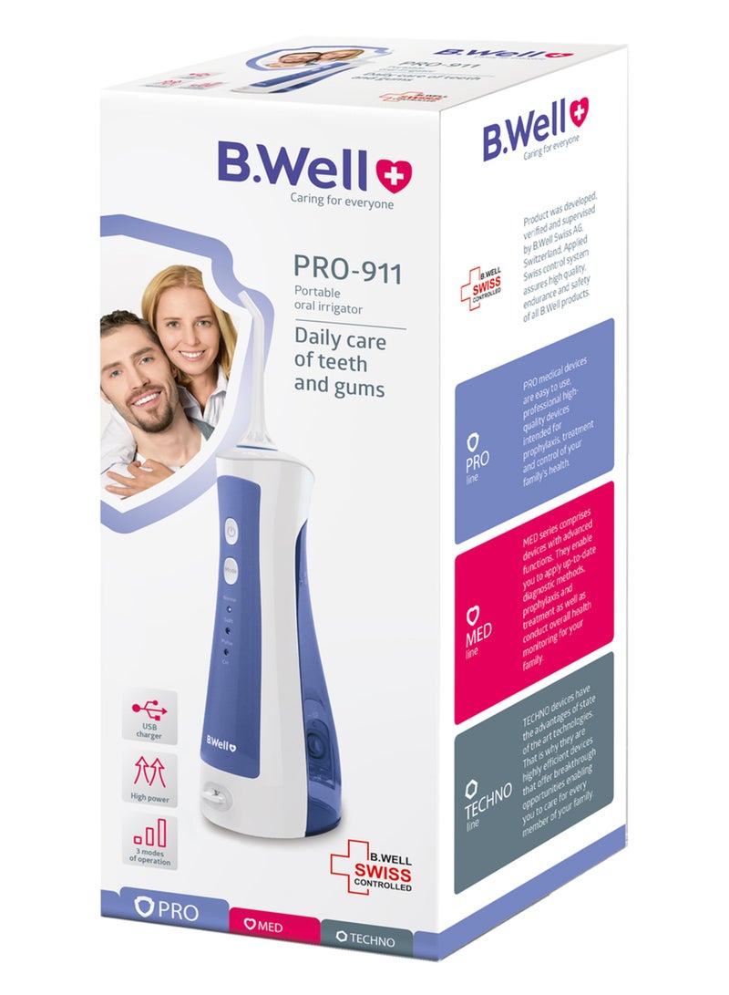 B.Well PRO-911 Portable Oral Irrigator with 150 ml Tank, 3 Modes & USB Charging - Image 2