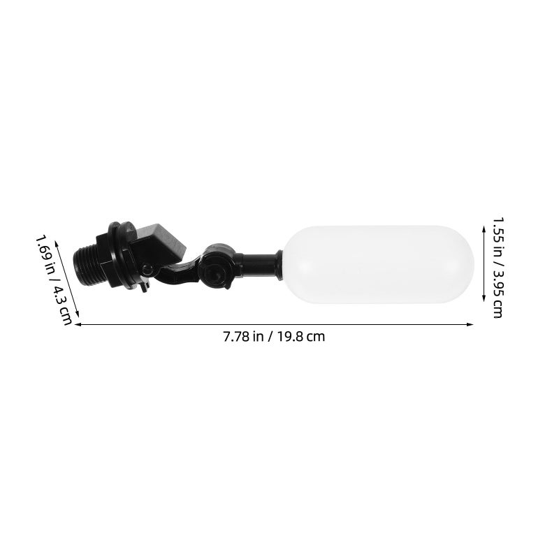 Automatic Shut Off Compact 4 Point Tank Refill Valve Plastic Float Ball Black - Image 3