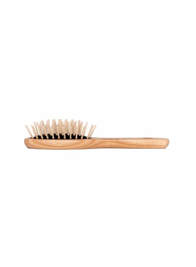 TEK Small Oval Hairbrush in Ash Wood with Short Wooden Pins, Handmade in Italy - Image 2