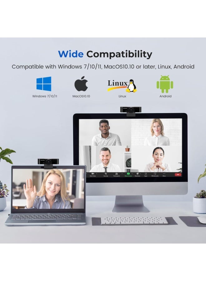 كاميرا ويب RC15L بدقة 1080 بكسل ومعدل 30 إطارًا في الثانية مع مجال رؤية 110 درجة، وغطاء للخصوصية، وتصحيح الإضاءة المنخفضة، وميكروفون مانع للضوضاء - Image 2