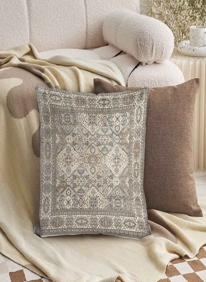 BUAEL Boho Floral Throw Pillow Covers 20x20 inch Set of 2,Grey Boho Rug Geometric Floral Pattern Decor Double Sided Pattern Cushion Cover Soft Pillow Case Living Sofa Room Bed Square Pillow Cover - Image 4