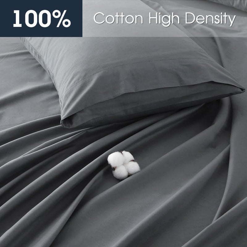 HYPREST Extra Deep Pocket Queen Sheet Sets Fits 18"-24" in Deep Mattress -100% Cotton Queen Sheet Set,Grey Hotel Luxury Soft Wrinkle Free Cooling Sheet Sets for Queen Bed Deep Pocket - Image 2