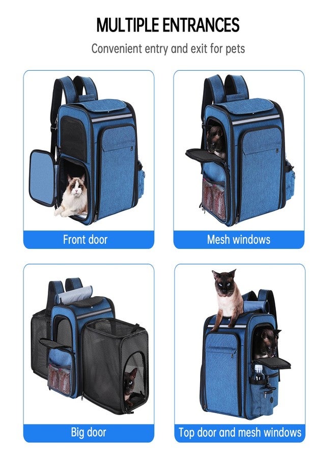 Groxkox Dog Carrier Backpack Pet Travel Carrier Backpack, Soft-Sided Breathable Mesh Cat Carrier Backpack for cat,Dogs,Puppies Up to 20 Lbs,Dual Side Expandable to 17 x 13.5 x 36 inches,Blue - Image 3