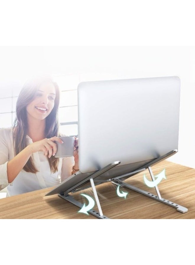 حامل لابتوب معدني قابل للتعديل بـ8 مستويات – مزود بوسادات سيليكون مانعة للانزلاق – مناسب لأجهزة حتى 15.6 بوصة - Image 3