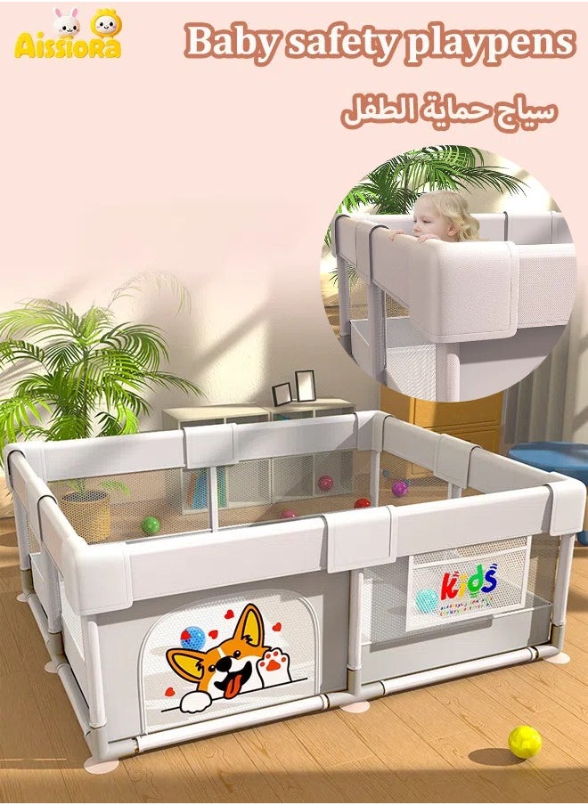 Aissiora Baby fence, Baby protective fence, Child safety fence, A sturdy amusement area, Collision and fall prevention, Bottom reinforcement suction cup, Suitable for babies to play and learn to walk, 150x180 centimeters  - Image 1