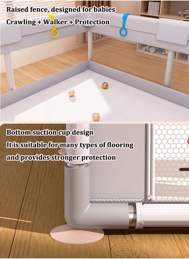 Aissiora Baby fence, Baby protective fence, Child safety fence, A sturdy amusement area, Collision and fall prevention, Bottom reinforcement suction cup, Suitable for babies to play and learn to walk, 150x180 centimeters  - Image 5