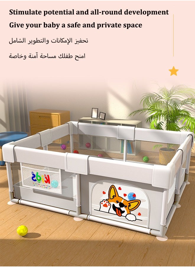 Baby fence, Baby protective fence, Child safety fence, A sturdy amusement area, Collision and fall prevention, Bottom reinforcement suction cup, Suitable for babies to play and learn to walk, 150x180 centimeters