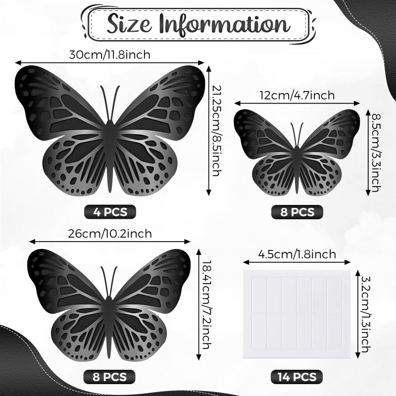 جيوسار Geosar 3D Brage Butterly Party Decoration 2 Layer Paper Paper Butterly Stickers لعيد الميلاد ديكور جدار الحضانة للأطفال (متعدد الألوان 20 PCS) - Image 2