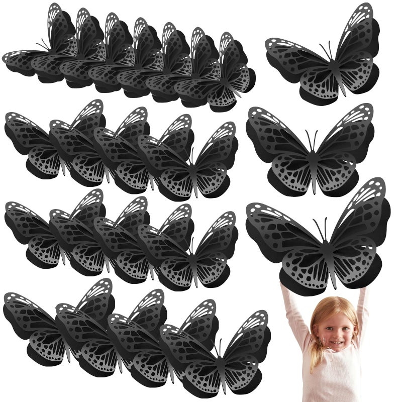 جيوسار Geosar 3D Brage Butterly Party Decoration 2 Layer Paper Paper Butterly Stickers لعيد الميلاد ديكور جدار الحضانة للأطفال (متعدد الألوان 20 PCS) - Image 1