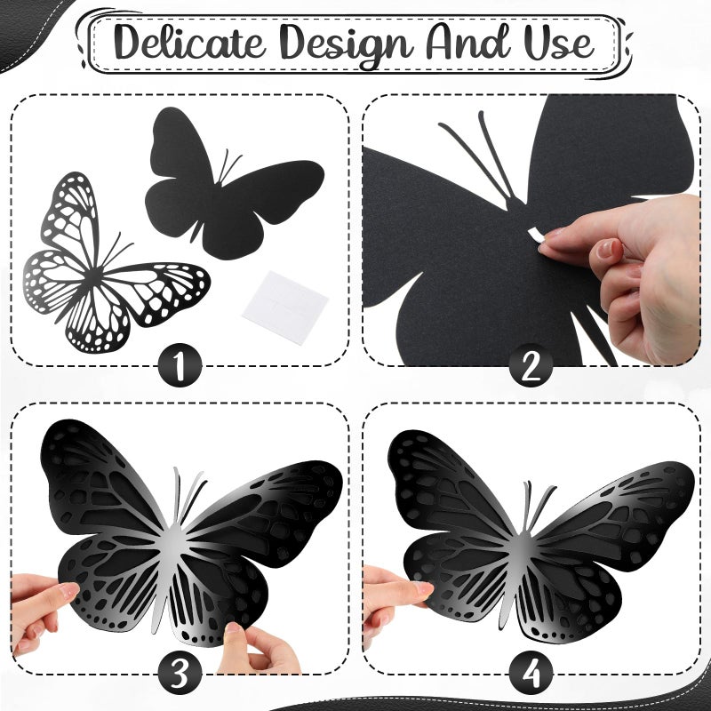 جيوسار Geosar 3D Brage Butterly Party Decoration 2 Layer Paper Paper Butterly Stickers لعيد الميلاد ديكور جدار الحضانة للأطفال (متعدد الألوان 20 PCS) - Image 3