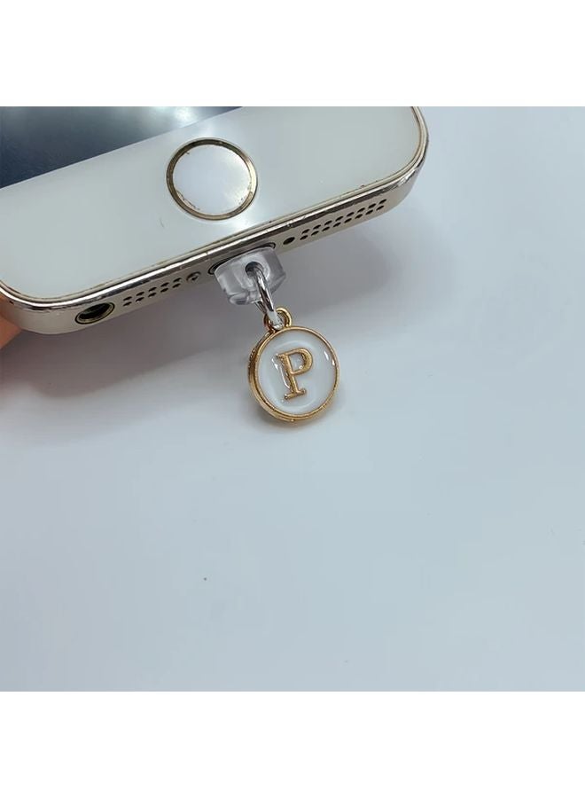 White Letter P Dust Plug For Type C Alloy Port Protector - Image 1