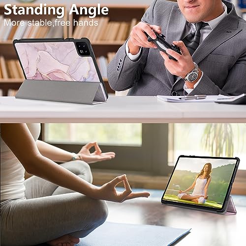 MOCA Case for Xiaomi Pad 6 11 inch,Slim Stand Hard Back Shell Protective Smart Cover for Xiaomi Pad 6/Pad 6 Pro 11" 2023 Case with Auto Wake/Sleep Function (Pink Marble) - Image 4