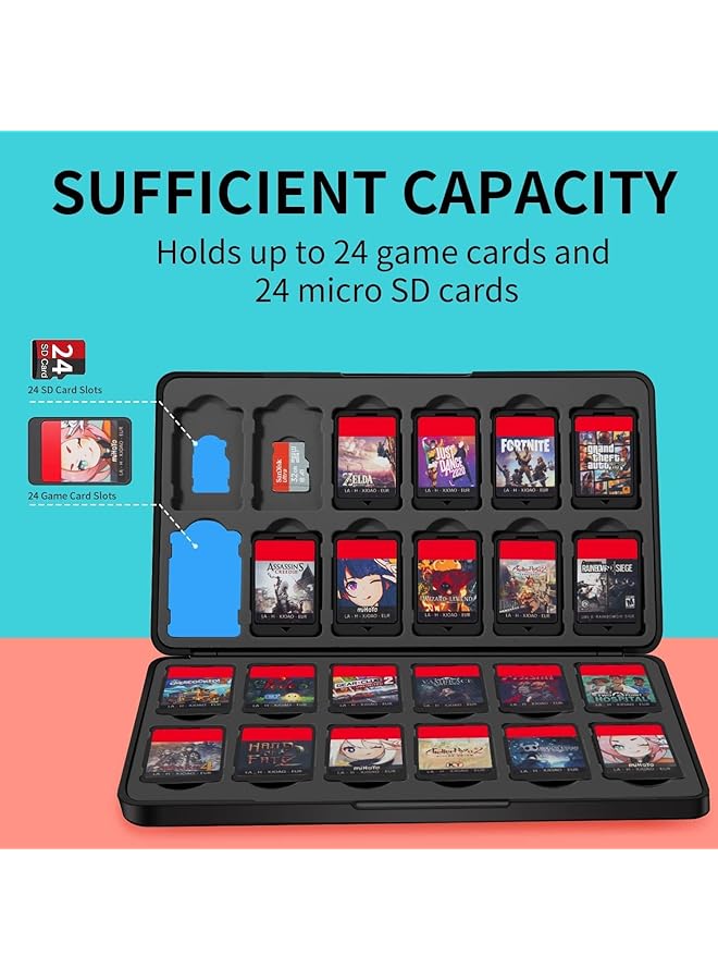 X spring Game Card Case For Nintendo Switch Storage For 24 Games And 24 Micro Sd Cartridges Portable Holder With Magnetic Closure For Switch And Oled - Image 5