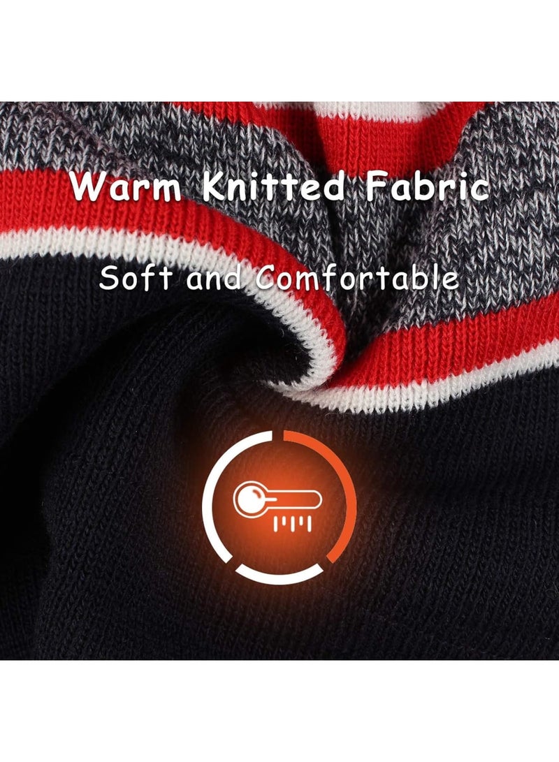 SOLARAE Kids Winter Hat Gloves Scarf Set, 3 Pack Toddler Beanie with Knit Pom, Knit Fleece Lined Neck Warmer Scarf Set for Boys Girls 3-8 Years, Red - Image 2