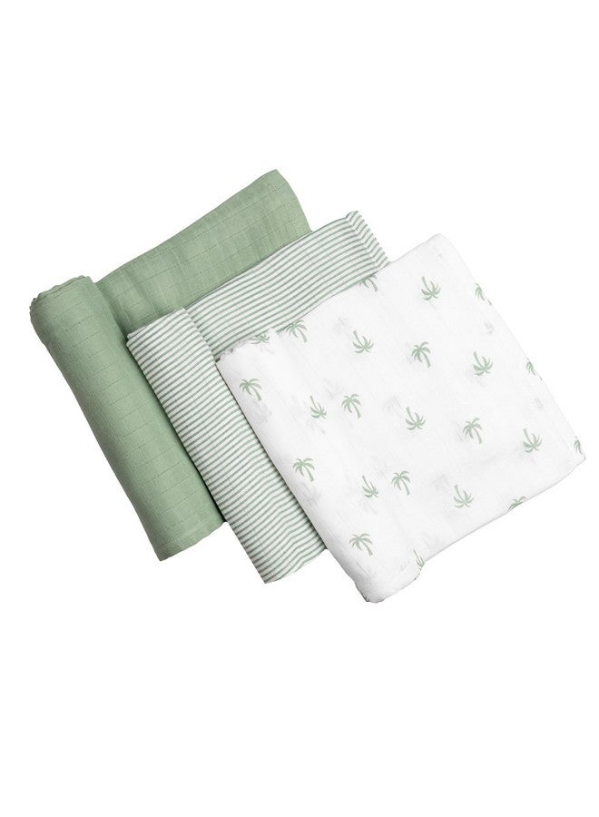 Masilo 100% Organic Cotton Muslin Swaddle Wrap/New Born/Multiuse Lightweight/Multi Pack Gift Set/Soft Breathable Combo Pack/Pack Of 3/40 X 40 In - Palm - Image 2