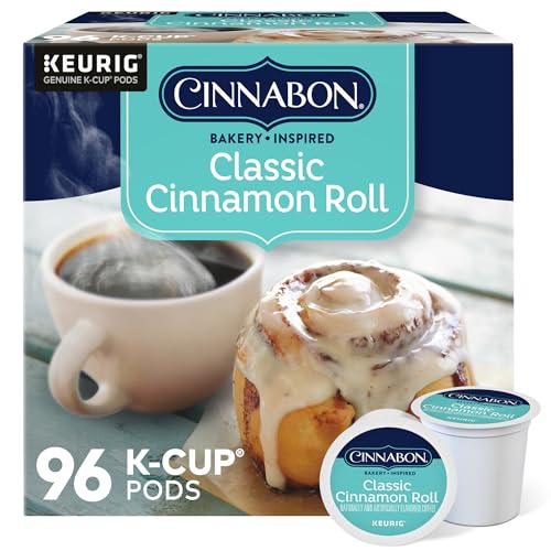 Cinnabon Classic Cinnamon Roll SingleServe Keurig KCup Pods Flavored Light Roast Coffee Pods 96 Count - Image 1