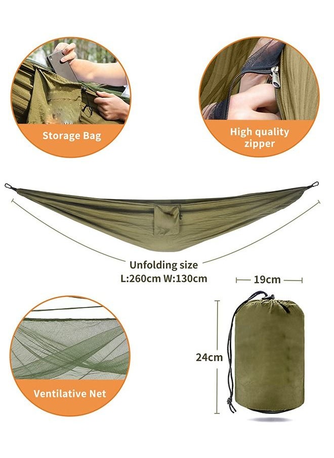 Arabest - Camping Hammock with Mosquito Net, Double & Single Portable Nylon Hammock, Parachute Fabric Hammock Mosquito Net  for Camping, Hiking, Yard, Backpacking - Image 1