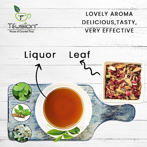 Tifusion Brain Booster Tea with Brahmi, Ashwagandha, Shankhapushpi, Rosemary, Jasmine | Whole Loose Leaves Tea for Memory, Clarity, Retention Power | 30 Tea Bags, 30 Serving Cups - Image 2