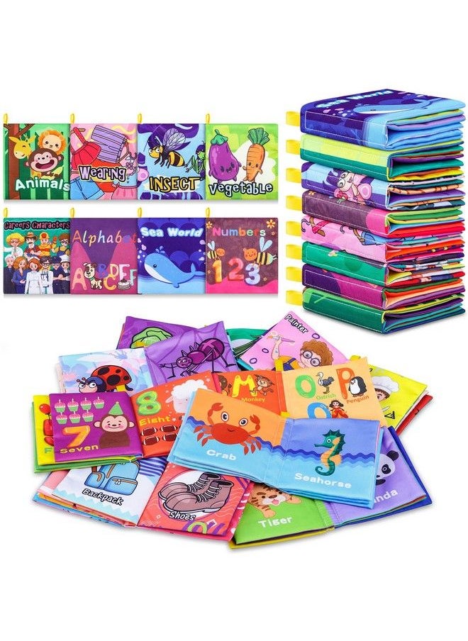 Hony Baby Bath Booksnontoxic Fabric Soft Baby Cloth Books Early Education Toyswaterproof Baby Books For Toddler Infants Crinkly Cloth Book Bath Toys For 6 To 12 18 Months Pack Of 8  - Image 1