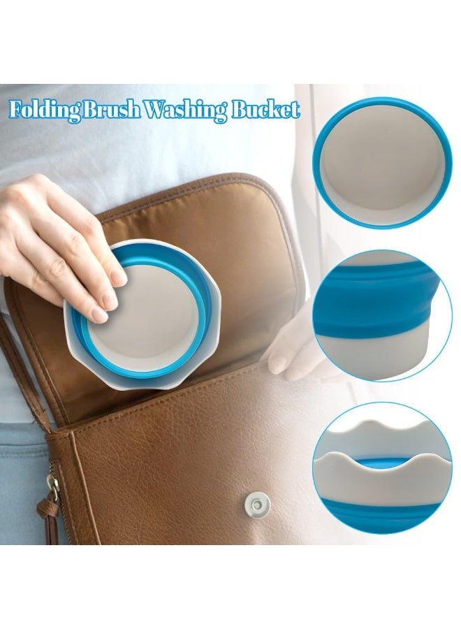 أوشيما علبة من 4 أكواب ماء للفرش المدرسية، كوب فرشاة قابل للطي مقاومة لتسرب الطلاء صندوق ملون كأس طلاء سيليكون قابل للطي كؤوس ماء طلاء للأطفال فئة الفنون في الاستوديو والسفر - Image 5