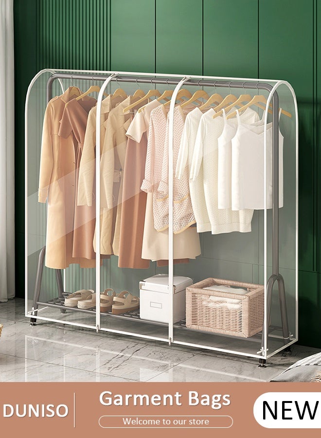 DUNISO أكياس ملابس معلقة شفافة كبيرة جدًا لتخزين الخزانة وغطاء غبار قابل للتنفس وغطاء رف الملابس وغطاء خزانة الملابس للمعاطف والبدلات والفساتين - Image 1