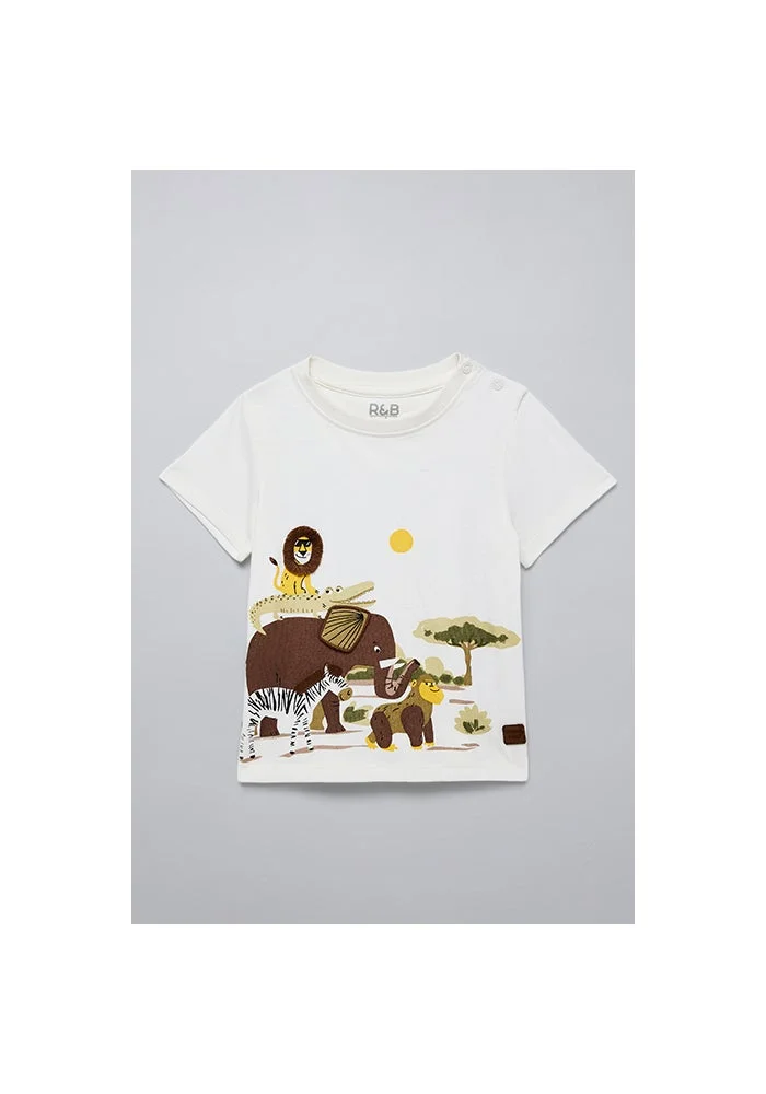 R&b Printed T-Shirt with Crew Neck and Short Sleeves