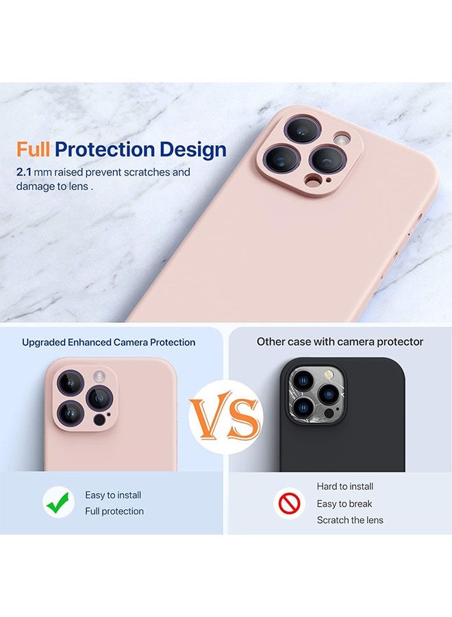 for iPhone 15 Pro Liquid Silicone Case, Upgraded Enhanced Camera Protection, Shockproof  with Microfiber Lining (Pink sand) - Image 3