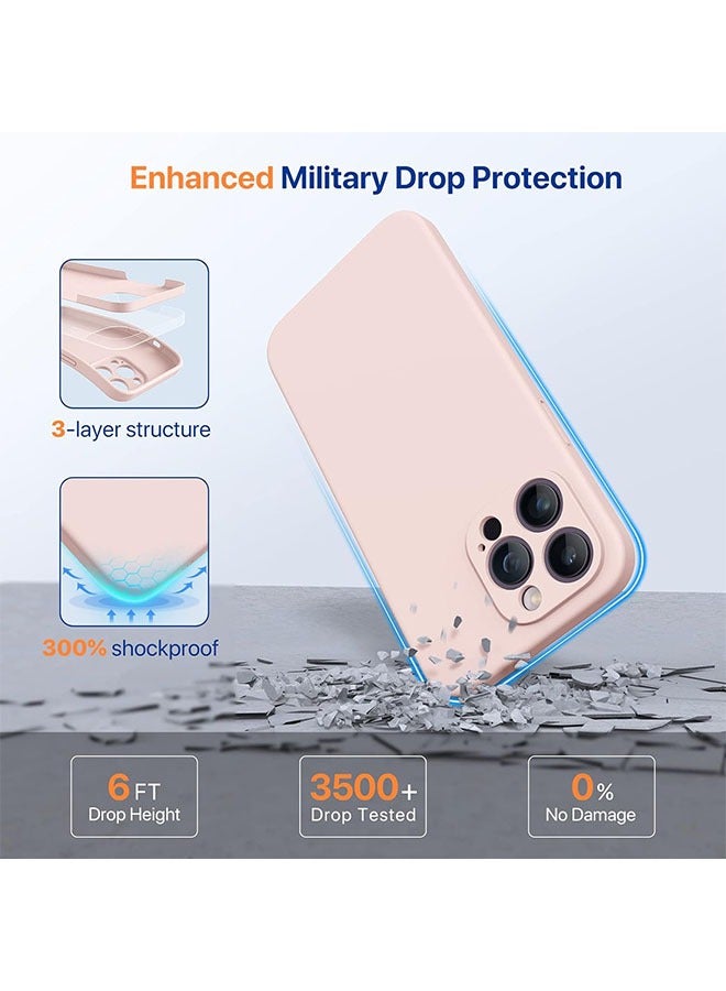 for iPhone 15 Pro Liquid Silicone Case, Upgraded Enhanced Camera Protection, Shockproof  with Microfiber Lining (Pink sand) - Image 4