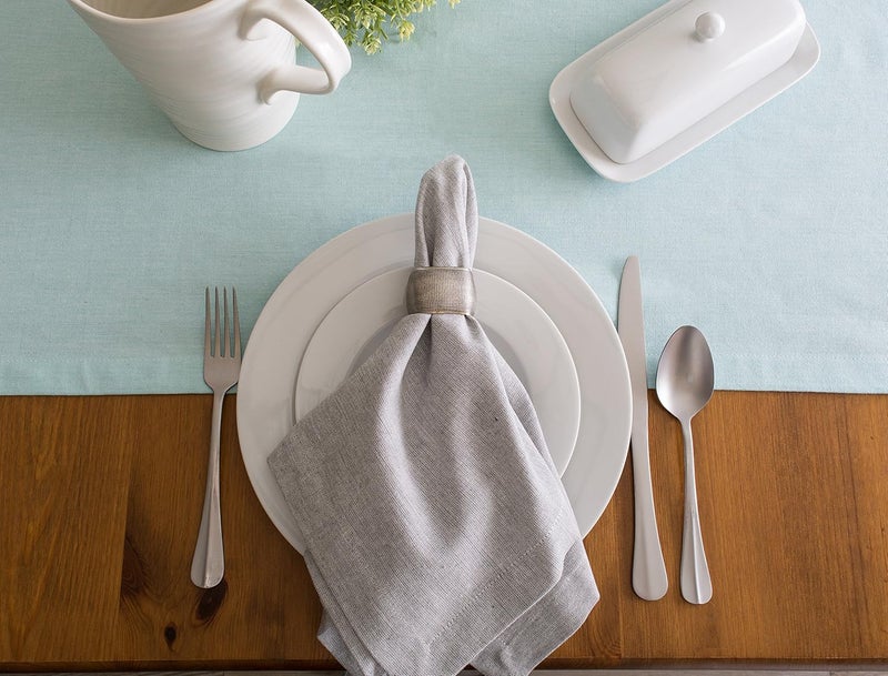 DII CAMZ38719 Aqua Solid Chambray, Table Runner 14x72, Chambray Aqua - Image 5