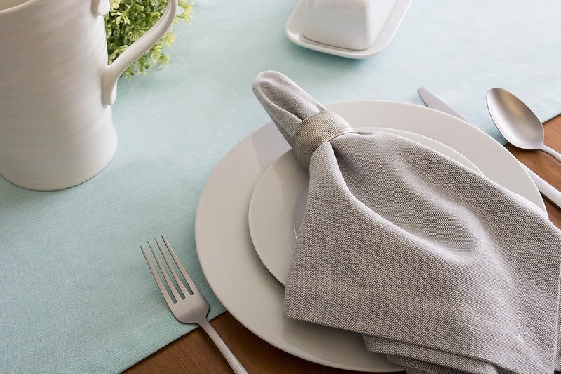 DII CAMZ38719 Aqua Solid Chambray, Table Runner 14x72, Chambray Aqua - Image 4