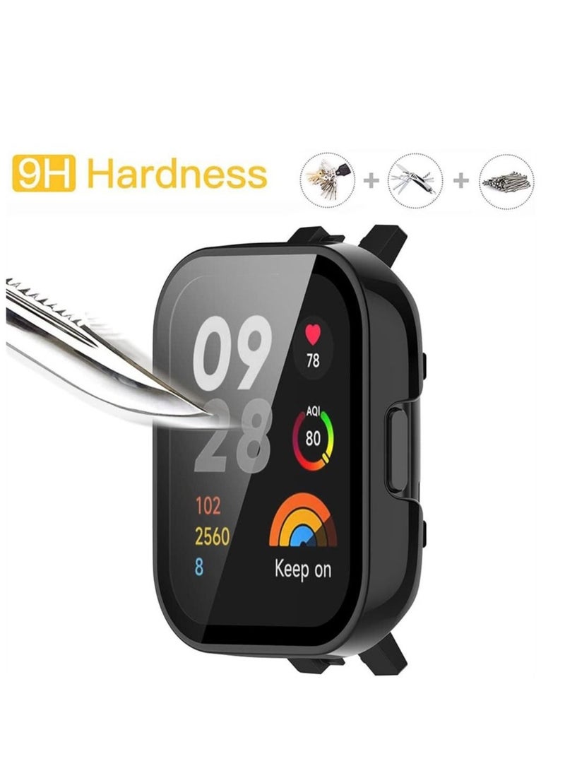 Captaintech 2 Pcs Case With Tempered Glass Screen Protector Compatible for Xiaomi Redmi Watch 3, 9H Hardness All-round Protective Cover Ultra-thin Protective PC Case Cover for, Black and Transparent - Image 4