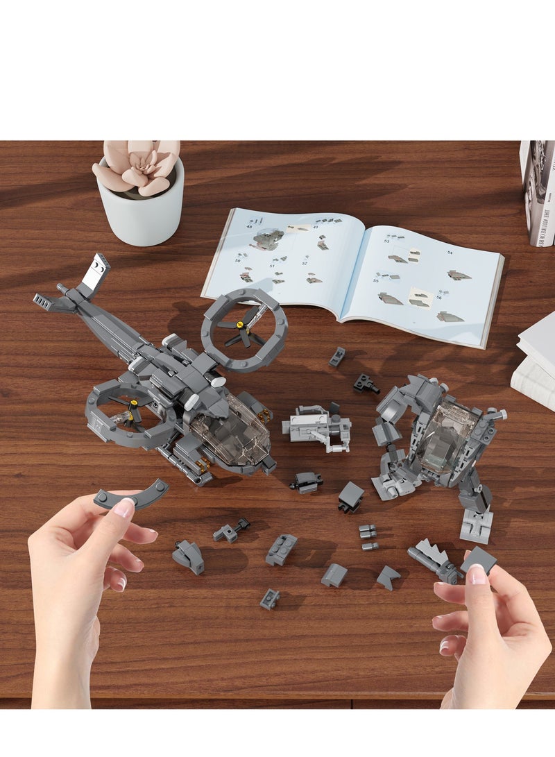 BlockMasters Robot Mecha Building Set, Helicopter Toy Kit for Kids, Great Collectible Blocks Gift for Movie and Technology Fans (718PCS) - Image 4