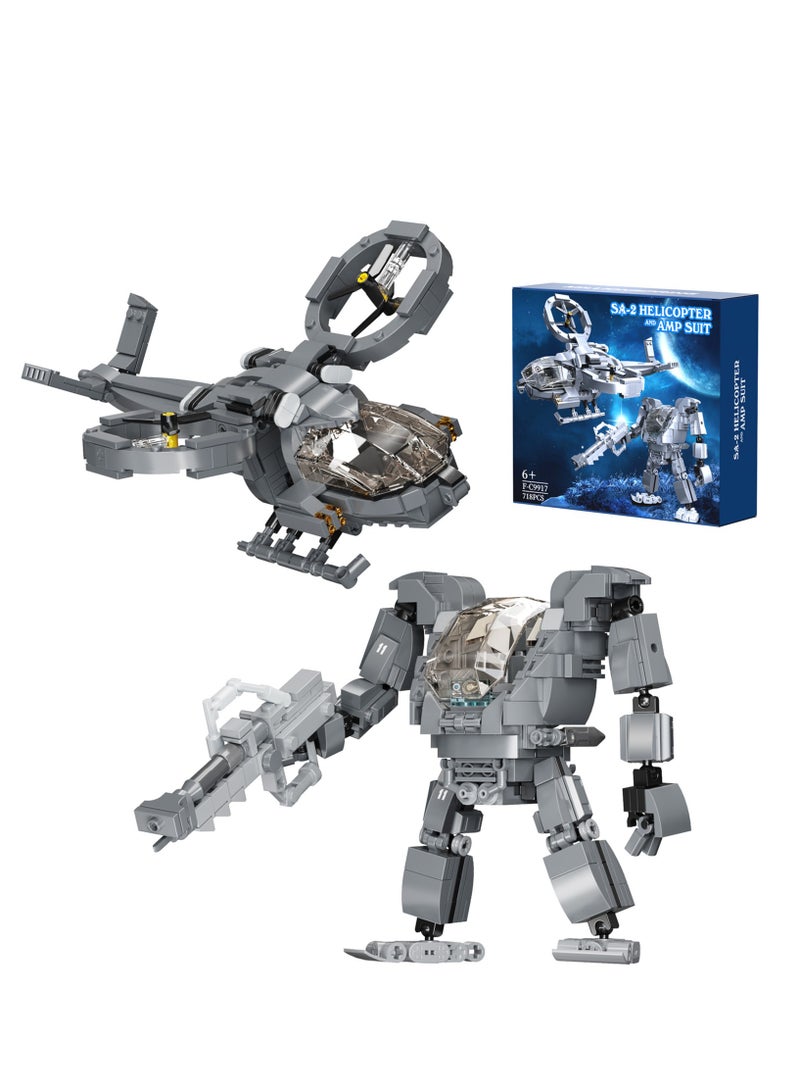 BlockMasters Robot Mecha Building Set, Helicopter Toy Kit for Kids, Great Collectible Blocks Gift for Movie and Technology Fans (718PCS) - Image 1