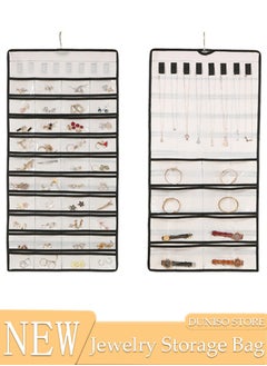 DUNISO Hanging Jewelry Organizer Storage Roll with Hanger Metal Hooks, Double-Sided Jewelry Holder for Earrings, Necklaces, Rings Large Capacity Holder Box for Closet, Wall, Door  - Image 1